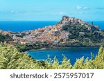 View of the old colorful medieval village of Castelsardo near Sassari, Sardinia, Italy