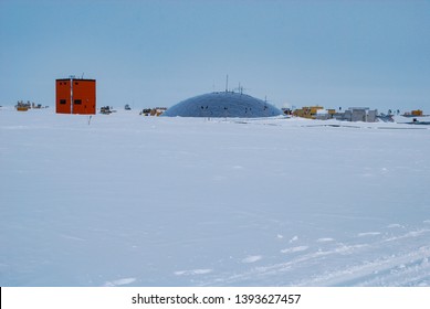 View Of Old Dome Base At American Amundsen-Scott South Pole Station In Antarctica