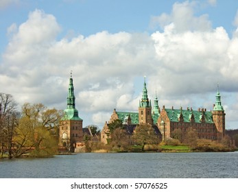 A view of old Frederiksborg castle near Copenhagen, Denmark