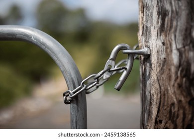 View of an old gate chain