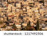 View from the old Jersalem city walls on houses on a hill in the residential area in East-Jerusalem.