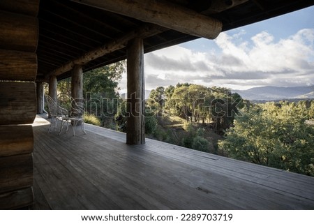 View of an old log cabin
