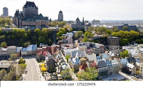 View Of Old Quebec From Lower Town. Château Frontenac Is Visible At The Top