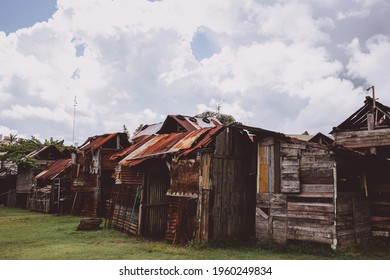 View of old shack or slum house at village