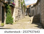 view of an old street in the medieval village of Allariz, Ourense. Galicia. Spain