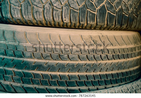 View of old tire\
texture.