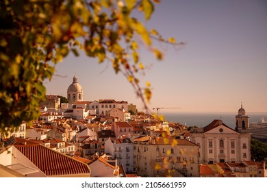 a view of the Old Town Alfama of the city Lisbon in Portugal.  Portugal, Lisbon, October, 2021