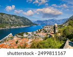 View of the old town of Kotor, Montenegro. Bay of Kotor bay is one of the most beautiful places on Adriatic Sea. Historical Kotor Old town and the Kotor bay of Adriatic sea, Montenegro.