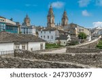 View of the old town of Lugo, from the Roman walls, Galicia, northwestern Spain