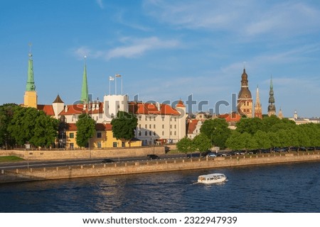 View of old town of Riga, Riga castle and Daugava River, Riga, Latvia.