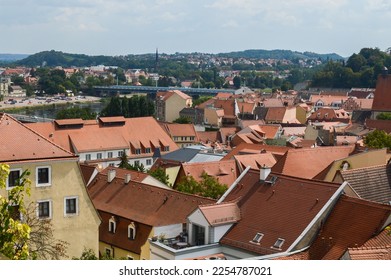View of the old town roofs and Elbe river from Albrechtsburg castle hill. Meissen, Saxony, Germany - Shutterstock ID 2254787021