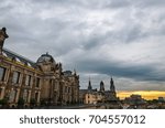 View of the oldtown of Dresden from the Bruhl Terrace, with some of its main buildings to be recognised, including the Cathedral or the Albertina.