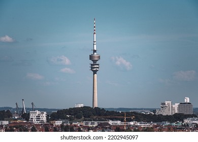 view of the olympiaturm in munich - Shutterstock ID 2202945097