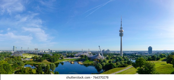 View Of The Olympic Stadium In Munich, Olympic Tower, BMW Tower, 04, July 2014