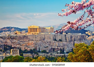 View On Acropolis At Sunset, Athens, Greece