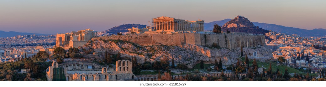 View On Acropolis At Sunset, Athens, Greece
