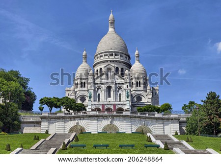 View on basilica of the Sacred Heart, Paris, France 
