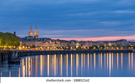 View On Bordeaux In The Evening - France