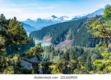 View On British Columbia Mountains And Lake From Brandywine Falls Viewpoint