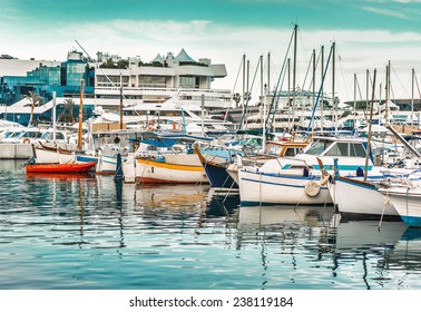 View On The City Of Cannes And The Old Harbour. French Riviera, Cannes, France