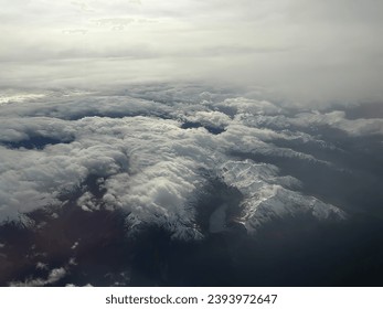 View on the clouds from airplane.