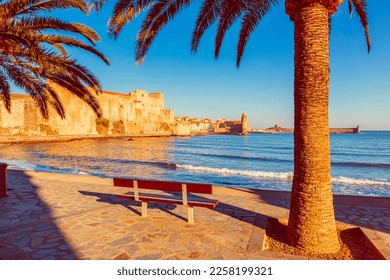 View on Collioure, a coastal village in the southwest of France, near the city of Perpignan and close to the border with Spain