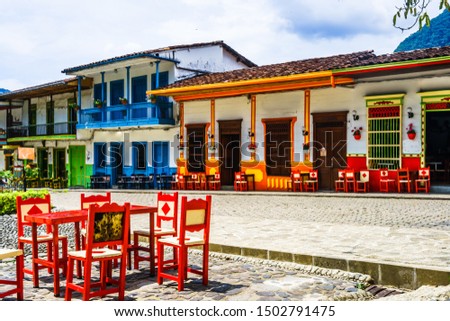 View on colonial architecture in the picturesque town of Jardin, Antioquia, Colombia