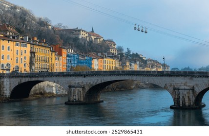 View on colorful Grenoble with cable car in France outdoor. - Powered by Shutterstock