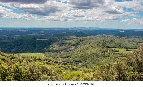 View On The Hérault County In The South Of France From The Top Of The Pic Saint Loup