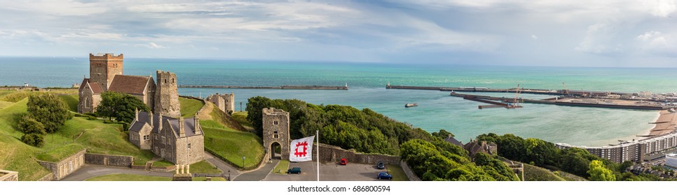 View On Dover Castle In Summer, England