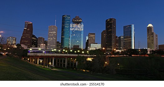 View On Downtown Houston From The Bayou