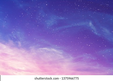 View evening purple sky and cirrus clouds   stars (background  abstract)