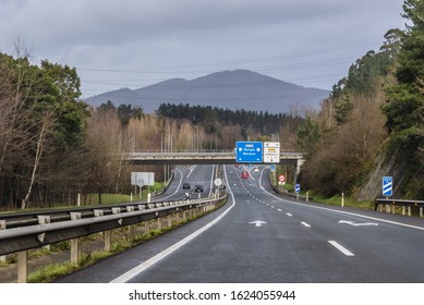 View On A Freeway In Spain - Road From Bilbao To Mungia