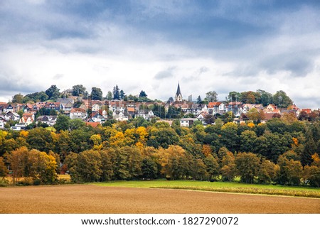 View on German city Homberg Ohm, Hessen, Germany. Beautiful small town on autumn day.