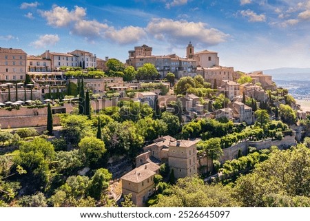 View on Gordes, a small typical town in Provence, France. Discover the stunning hilltop village of Gordes in Provence. Ancient hilltop village of Gordes, Provence, France.