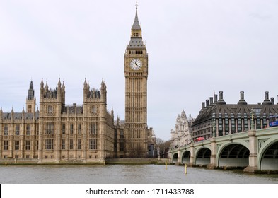 View on Houses of Parliament, Westminster Bridge and one on the symbols on London - Big Ben 