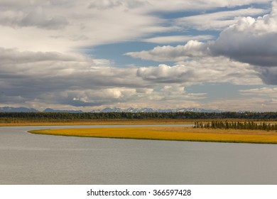 View On The Kenai River At Kenai In Autumn