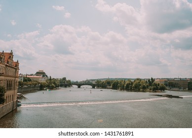 View on Legion Bridge from Charles Bridge in Prague