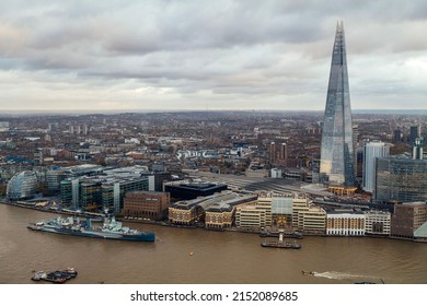 A view on the London's skyscraper landmark the Shard in South East London, England, United Kingdom, with cloudy sky