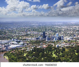 View On Melbourne City And Distant Suburbs From The Tallest City Tower Eureka, Sunny Summer Day