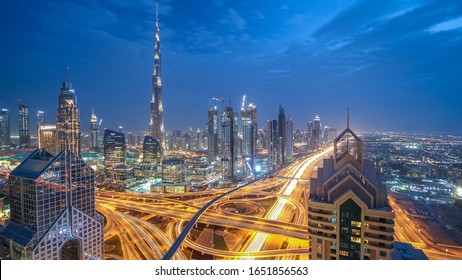 Dubai Skyline Night Aerial Top View Stock Photo 1249118341 | Shutterstock