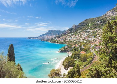 View on Monaco Monte-Carlo from Roquebrune-Cap-Martin, Provemce, Cote d'Azure, France - Shutterstock ID 2055020612