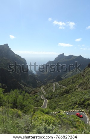 View on mountain road in Canary Islands