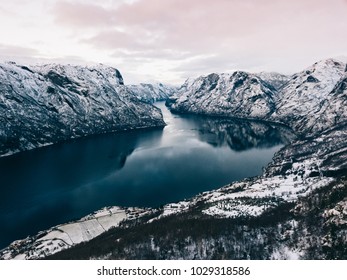 A View On The Naeroyfjord In Western Fjords Of Norway