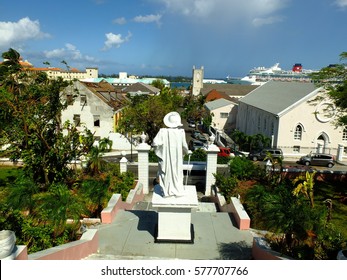 View On Nassau Downtown, Port And Columbus Monument, Nassau, Bahamas