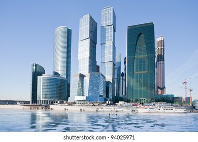 View On New Moscow City Buildings In Winter