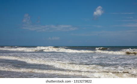 A View On Ocracoke Beach Of Waves And Clouds Outer Banks NC