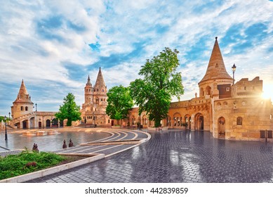 View on the Old Fishermen Bastion in Budapest at morning time. Hungary. - Shutterstock ID 442839859