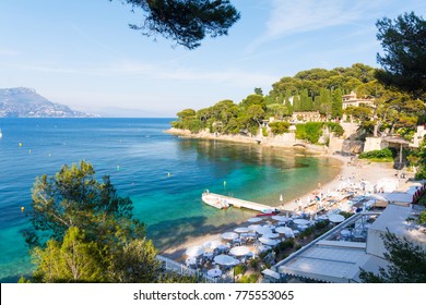 View On Paloma Beach Near Villefranche-sur-Mer On French Riviera, Cote D'azur, France