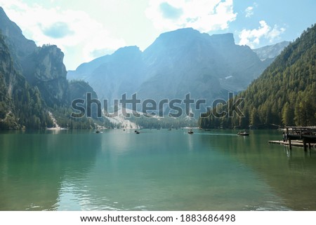 Similar – Braies Wild Lake Alps